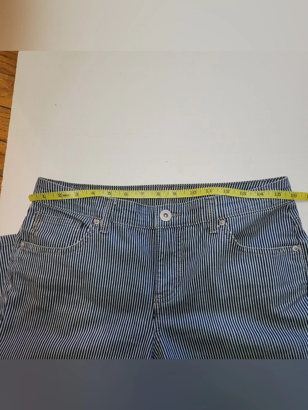 Striped Navy and White Cropped Pants‎ Relaxed Fit EUC Coastal Fisherman Nautical